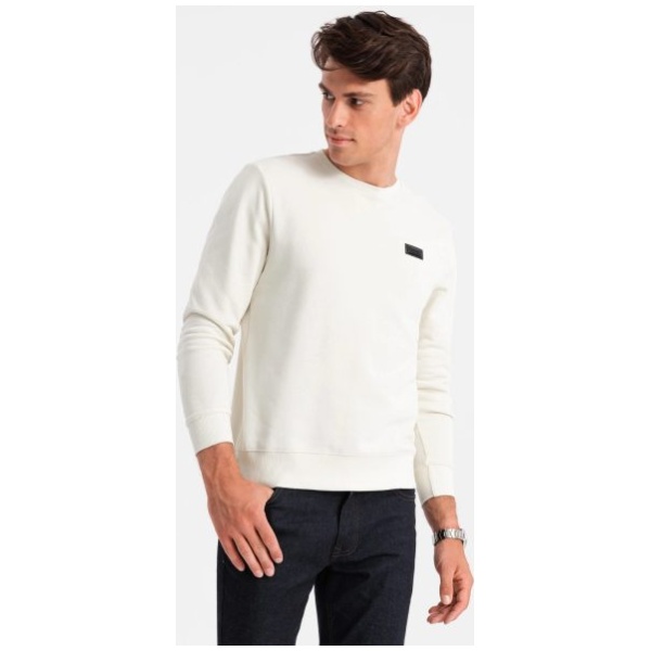 Trendy krémová mikina s nášivkou V2 SSNZ-0136 - S
