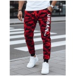 Trendy maskáčové tepláky pre pánov v červenom farebnom prevedení - M