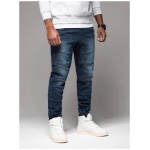 Trendy modré rifľové joggery s ozdobnými prvkami V1 PADJ-0243 - L