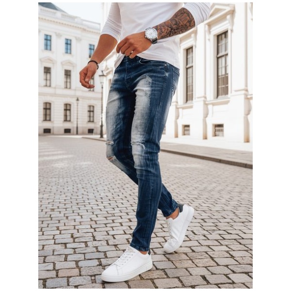 Trendy modré roztrhané pánske džínsy - 30