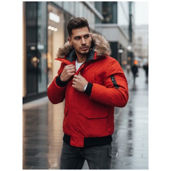 Trendy pánska červená bunda - XL