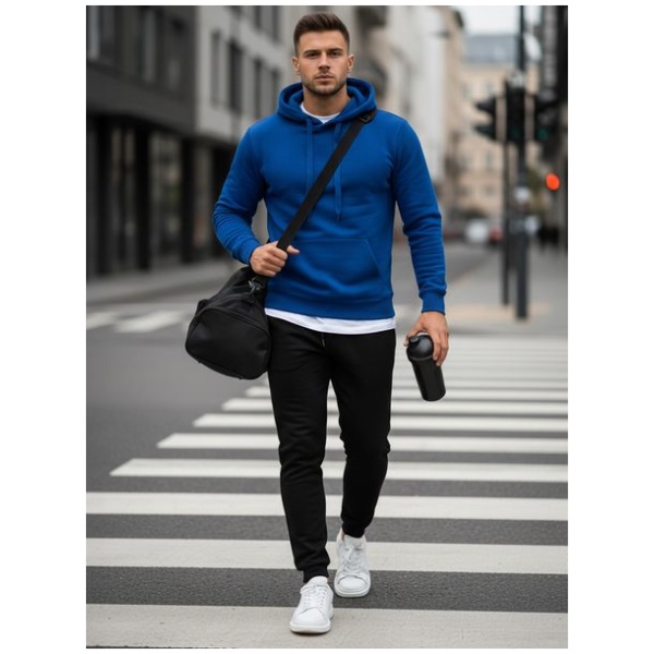 Trendy pánska tepláková súprava modro-čierna - L