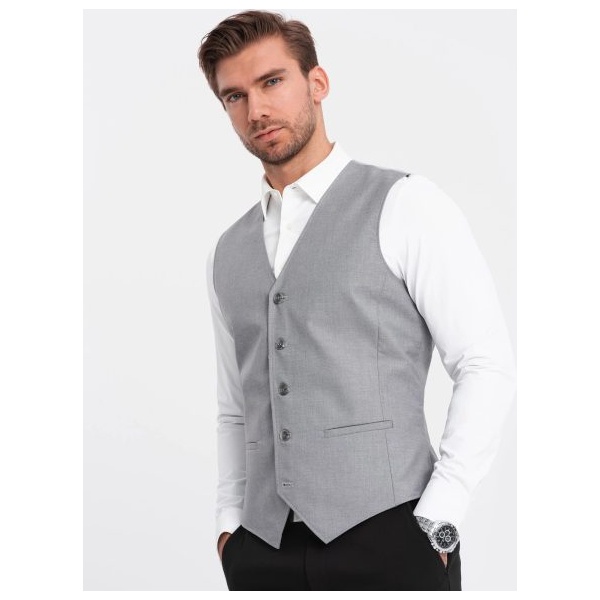 Trendy šedá elegantná vesta V3 BLZV-0112 - L
