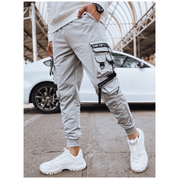 Trendy sivé joggery s vreckami - XXL