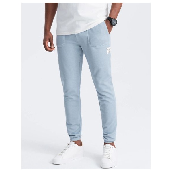 Trendy svetlo modré pletené tepláky V4 PASK-0211 - XXL