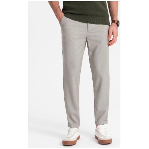 Trendy svetlo šedé chinos nohavice s elastickým pásom V1 PACP-0157 - XXL