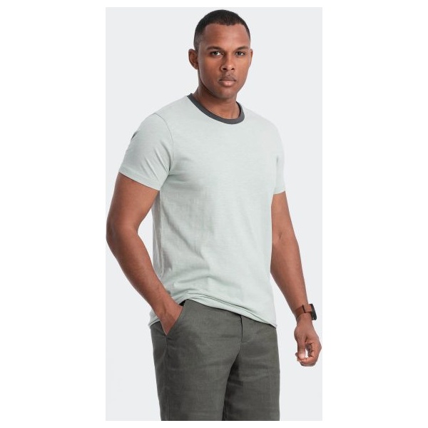Trendy svetlo zelené tričko bez potlače V2 TSCT-22SS-004 - L