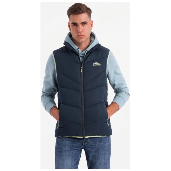 Trendy tmavo modrá prešívaná vesta V3 JAVJ-0210 - S/M