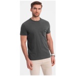 Trendy tričko s ozdobným vreckom grafitové V11 TSCT-0109 - XL