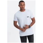 Trendy tričko s ozdobným vreckom svetlo modré V9 TSCT-0109 - L