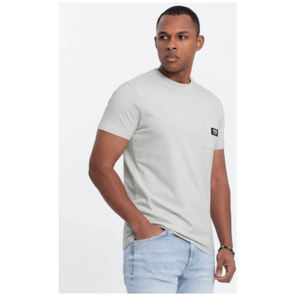 Trendy tričko s ozdobným vreckom svetlo zelené V2 TSCT-0109 - S