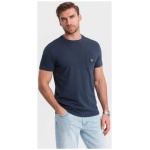 Trendy tričko s ozdobným vreckom tmavo modré V10 TSCT-0109 - XL