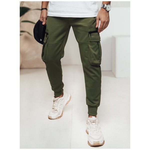 Trendy zelené kapsáčové joggery - XL
