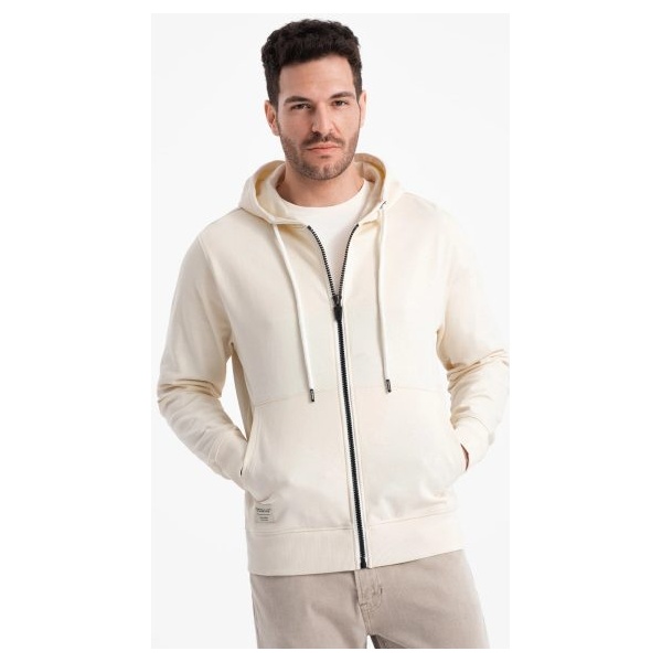 Základná krémová mikina na zips V11 SSBZ-0178 - L
