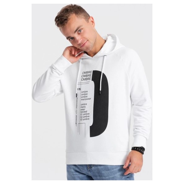 Zaujímavá biela mikina s popisom V1 SSPS-0152 - XXL