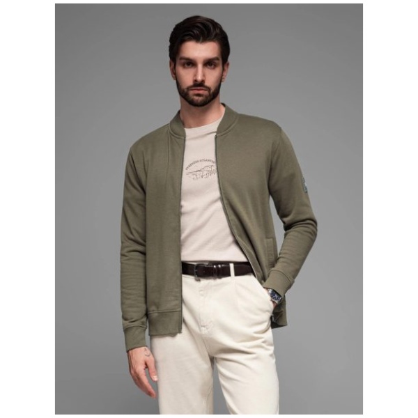 Zaujímavá khaki bomber mikina V1 SSZP-0215 - S