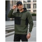 Zaujímavá khaki mikina s vreckom a s kapucňou - XXL