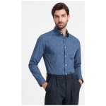 Zaujímavá tmavo modrá košeľa s trendy letným vzorom V5 SHCS-0156 - S