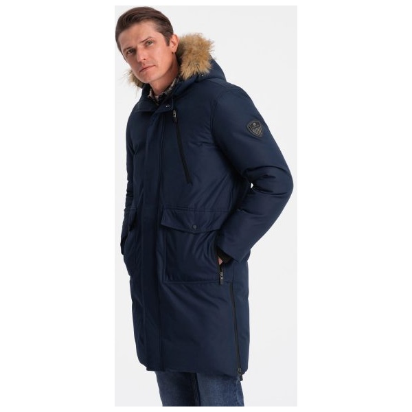 Zimná originálna tmavomodrá prešívaná parka V1 JALJ-0148 - L