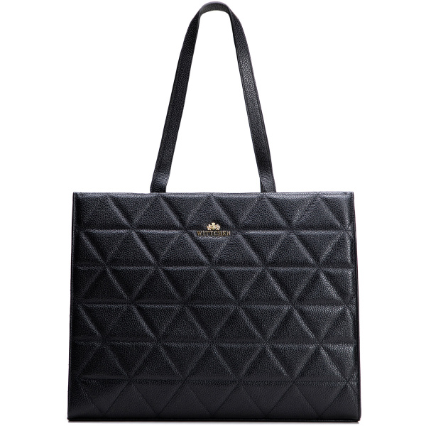 perka z kože s geometrickým prešívaním čierno-zlatá 100-4E-613-1G