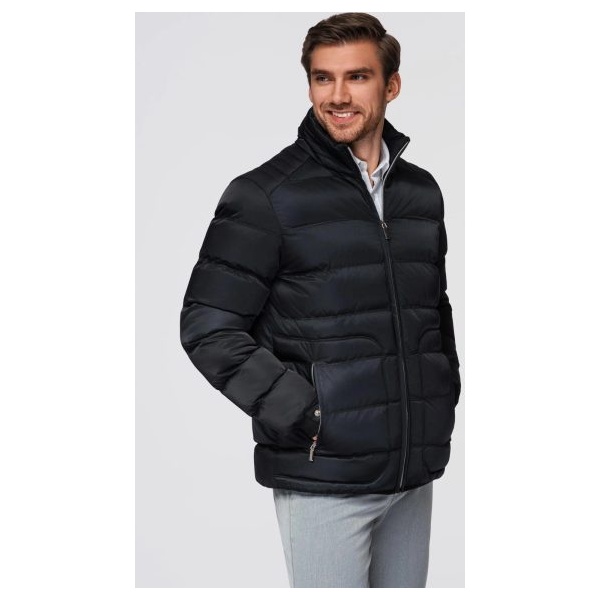 Atraktívna čierna bomber bunda V1 JALP-0218 - L
