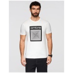 Biele pánske tričko s geometrickou potlačou V2 TSPT-0260 - S