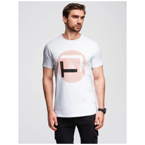 Biele pánske tričko s trendy potlačou V1 TSPT-0245 - M
