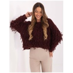 Burgundský oversized sveter v boho štýle RUE PARIS