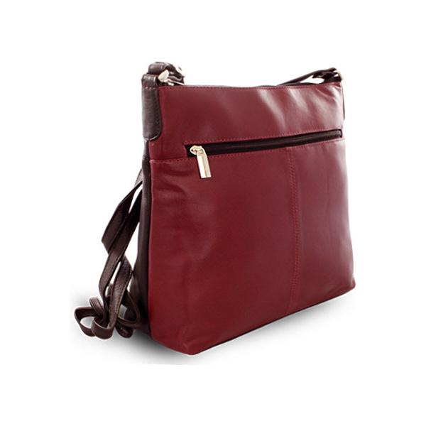 Burgundy-čierna kožená zipsová kabelka 212-3015-60/34