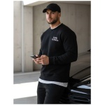 Čierna mikina bez kapucne s originálnou potlačou - M