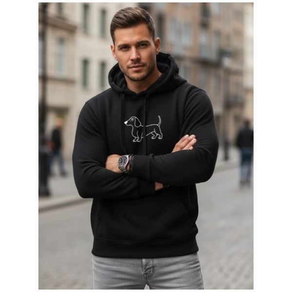 Čierna mikina s originálnou potlačou psa - XXL