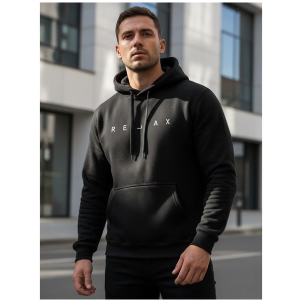 Čierna mikina s trendy nápisom - XL