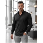 Čierna slim fit pánska košeľa so vzorom - L