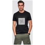 Čierne pánske tričko s geometrickou potlačou V1 TSPT-0260 - XXL