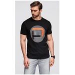 Čierne pánske tričko s trendy potlačou V2 TSPT-0245 - S