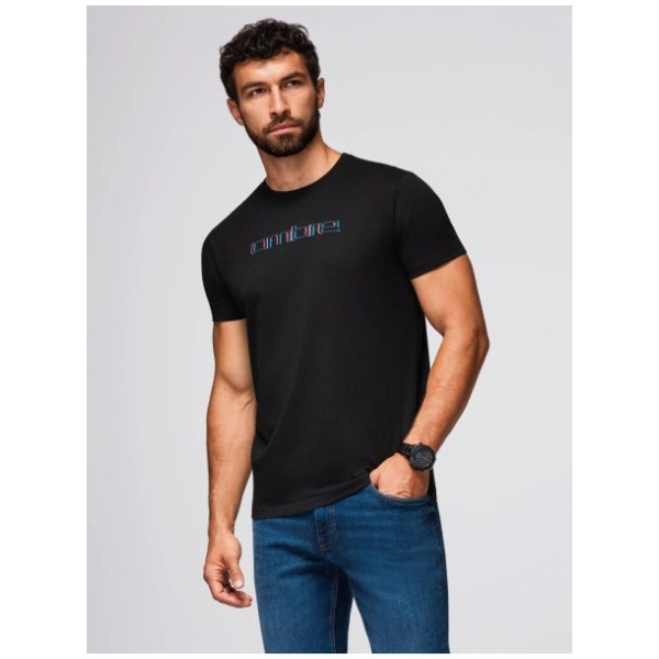 Čierne tričko s kontrastným dvojfarebným nápisom V1 TSPT-0248 - XXL