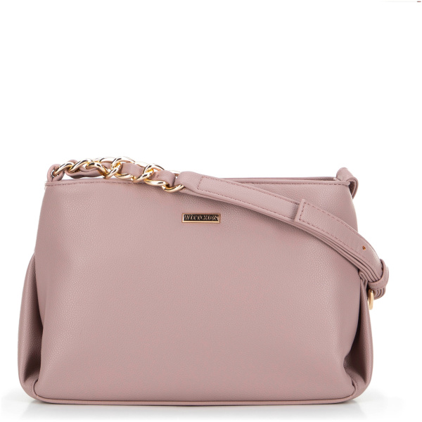 Dámska crossbody kabelka z ekologickej kože s retiazkou vresová 99-4Y-633-F