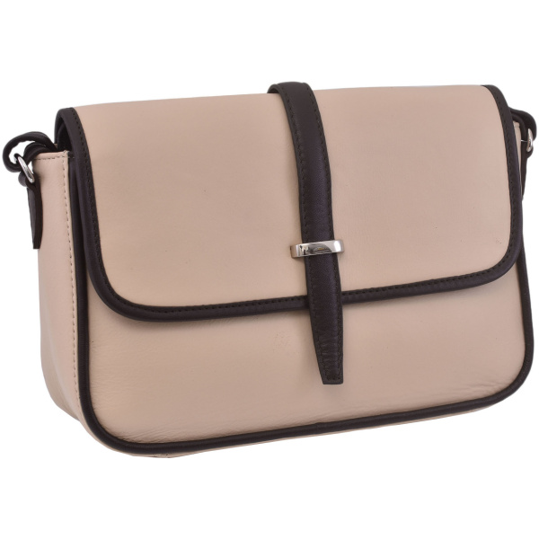 Dámska kožená crossbody kabelka béžová 250117