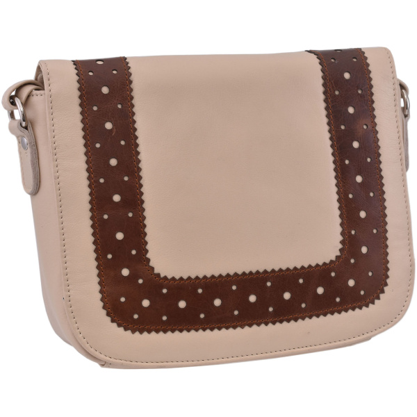 Dámska kožená crossbody kabelka béžová 250119
