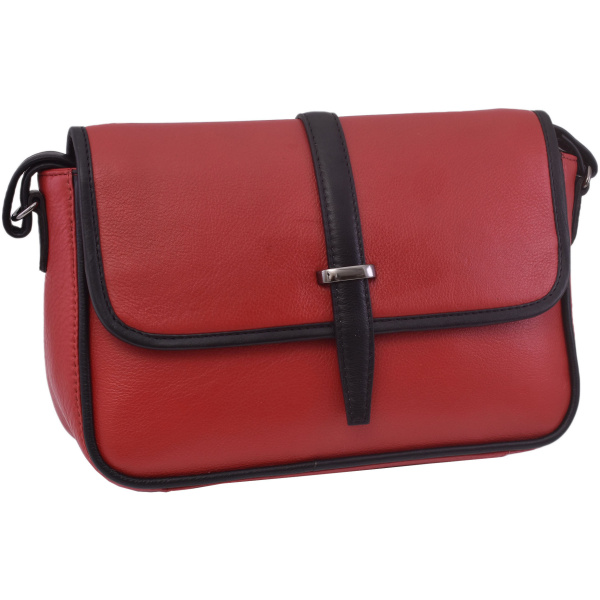 Dámska kožená crossbody kabelka červená 250117