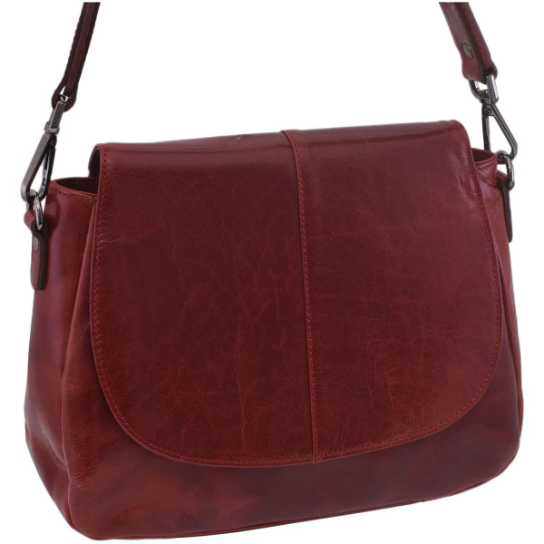 Dámska kožená crossbody kabelka červená 250706