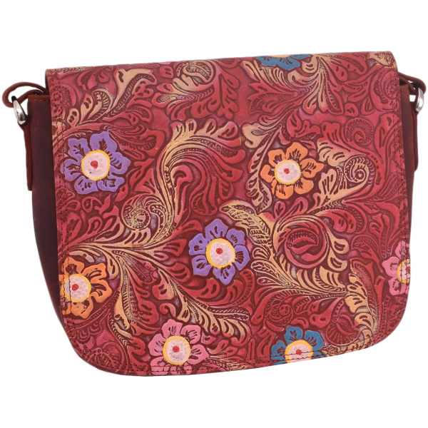 Dámska kožená crossbody kabelka červená 450112