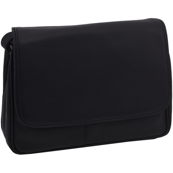 Dámska kožená crossbody kabelka čierna 220108