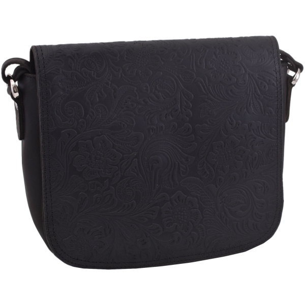 Dámska kožená crossbody kabelka čierna 250112