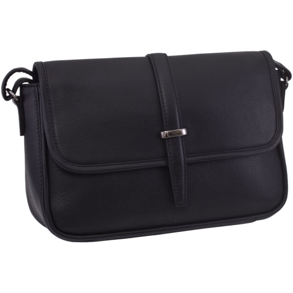 Dámska kožená crossbody kabelka čierna 250117