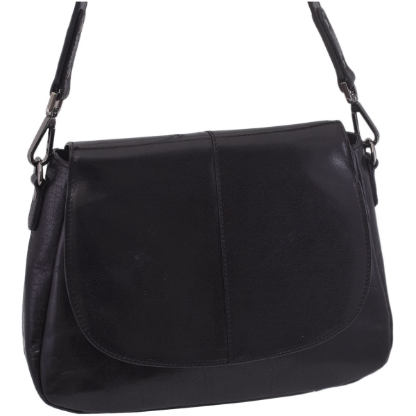 Dámska kožená crossbody kabelka čierna 250706