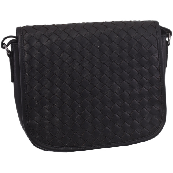 Dámska kožená crossbody kabelka čierna 390112