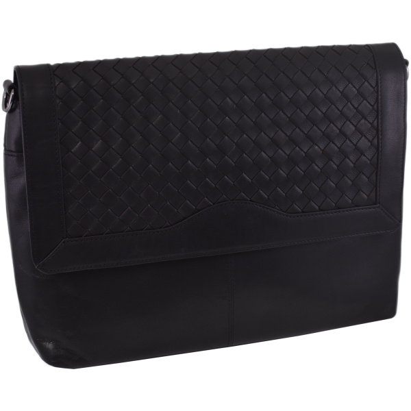 Dámska kožená crossbody kabelka čierna 390121