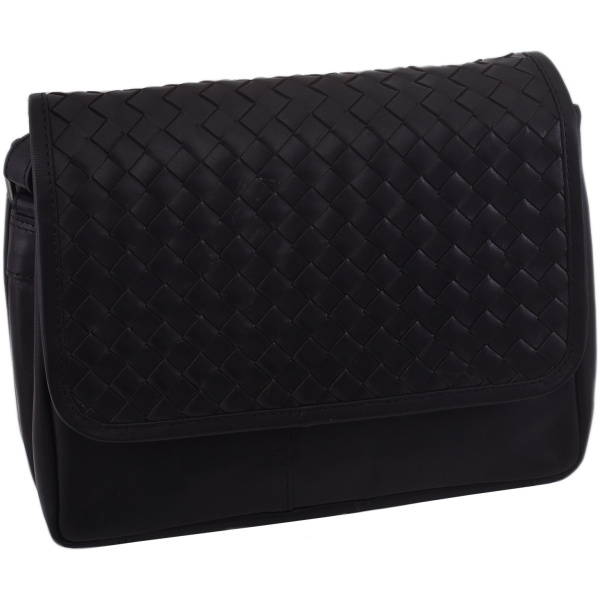 Dámska kožená crossbody kabelka čierna 390220