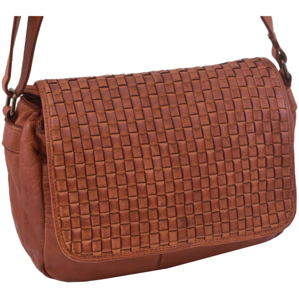 Dámska kožená crossbody kabelka koňak 270108